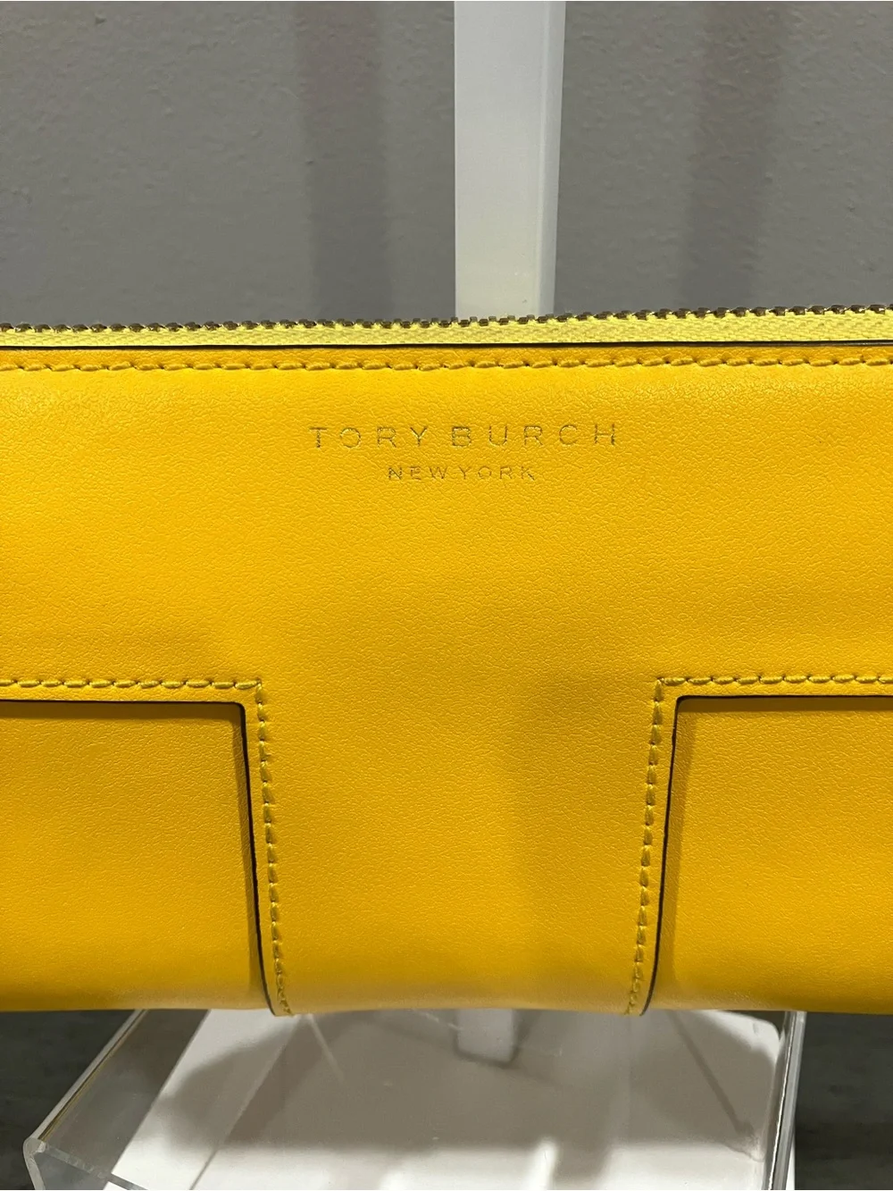 Tory Burch Bright Yellow Leather Zip Wallet